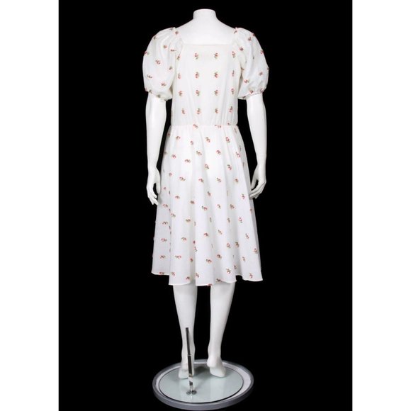 VTG 80's JC Penney White Embroidered Floral Dress Prairie Cottagecore XS/S - 669 - Picture 4 of 7